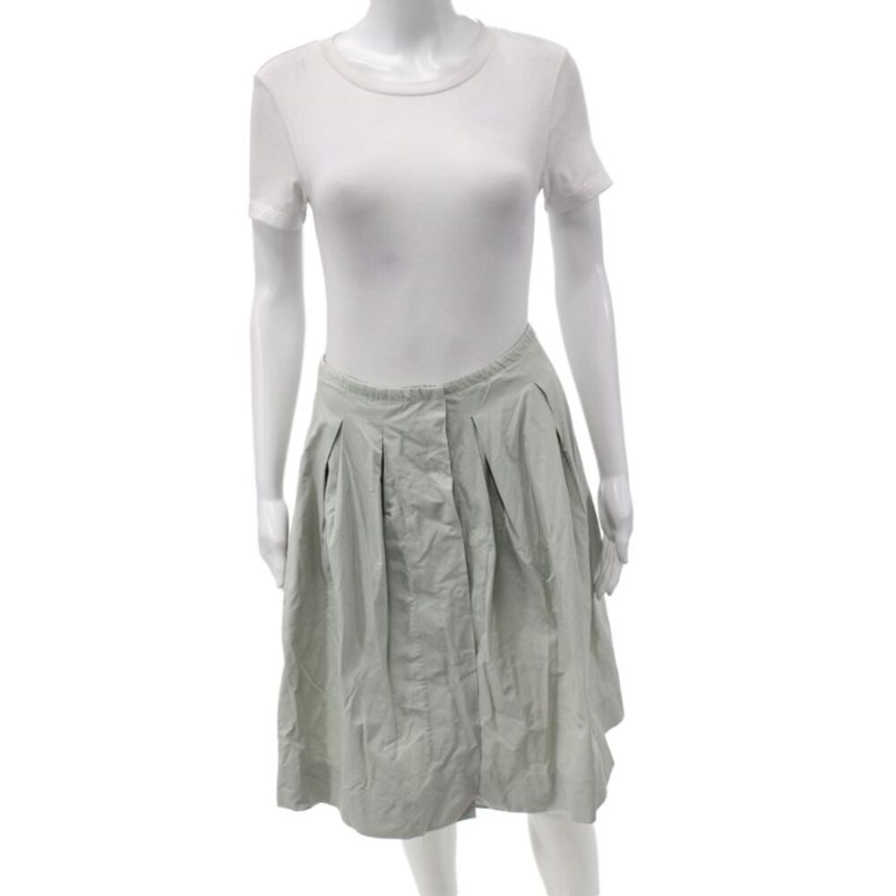 Piazza Sempione Women Pleated Knee Length Skirt Green Polyester Size 42